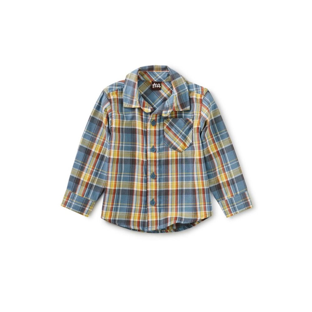 NWT Tea Collection Plaid Baby Shirt Huascaran Plaid Size 9-12 Months